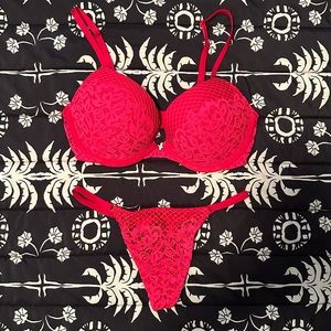 Victoria’s Secret Very Sexy Push Up Red Lace Bra and Panty Set